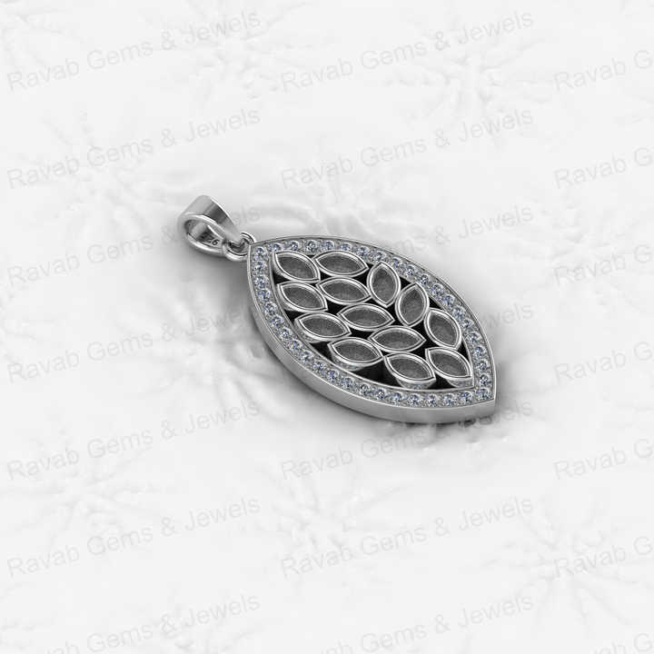 Solid 925 Silver 16x28mm Marquise Shape Semi Mounting Charm Pendant Setting for Resin Ashes Stone Jewelry Findings Components