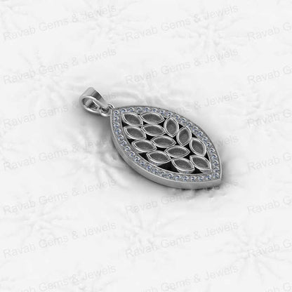 Solid 925 Silver 16x28mm Marquise Shape Semi Mounting Charm Pendant Setting for Resin Ashes Stone Jewelry Findings Components