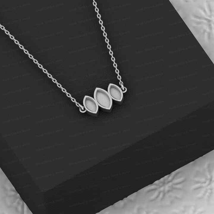 Solid 925 Silver Marquise Collet Bezel Cup Charm Pendant Necklace Setting Semi Mounting Ashes Stone Resin DIY Jewelry Findings