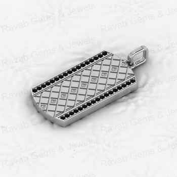 New Arrival Solid 925 Sterling Silver Sturdy Vertical Black & White CZ Pendant With 18 Inch Handmade Ethnic Style Chain Women