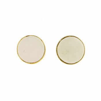 Hot Selling 9mm Natural White Agate Gemstone Bezel 18k Gold Plated Genuine 925 Silver Dainty Minimalist Stud Earring Women Gift
