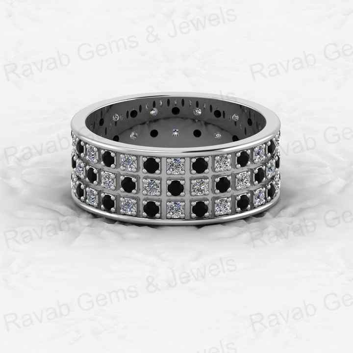 Top Selling 925 Silver Gold Vermeil 8mm Wide Eternity Wedding Band With Checkerboard Pattern Micro CZ Women Fine Jewelry Ring