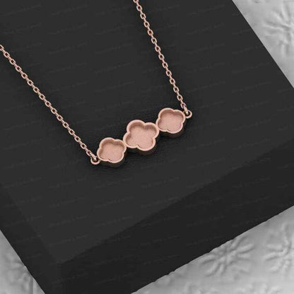 Genuine 925 Silver Clover Collet Bezel Cup Semi Mount Charm Pendant Necklace Setting for Ashes Stone Resin DIY Jewelry Findings