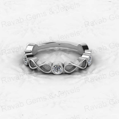 925 Solid Sterling Silver 3mm Round Semi Mount Blank Setting Eternity Ring for Breastmilk & Keepsake Resin Ceramic Jewelry
