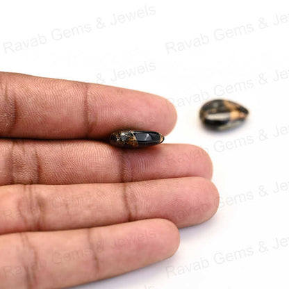 Best Sale 16x22mm Natural Copper Black Obsidian Pear Shape Cabochon Gemstone Hand Polish Loose Stone Making Fine Jewelry