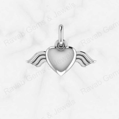 Beautiful Valentines Love Day 925 Silver 11mm Angel Wing Heart Shape Women Charm Pendant Necklace Personalized Fine Jewelry