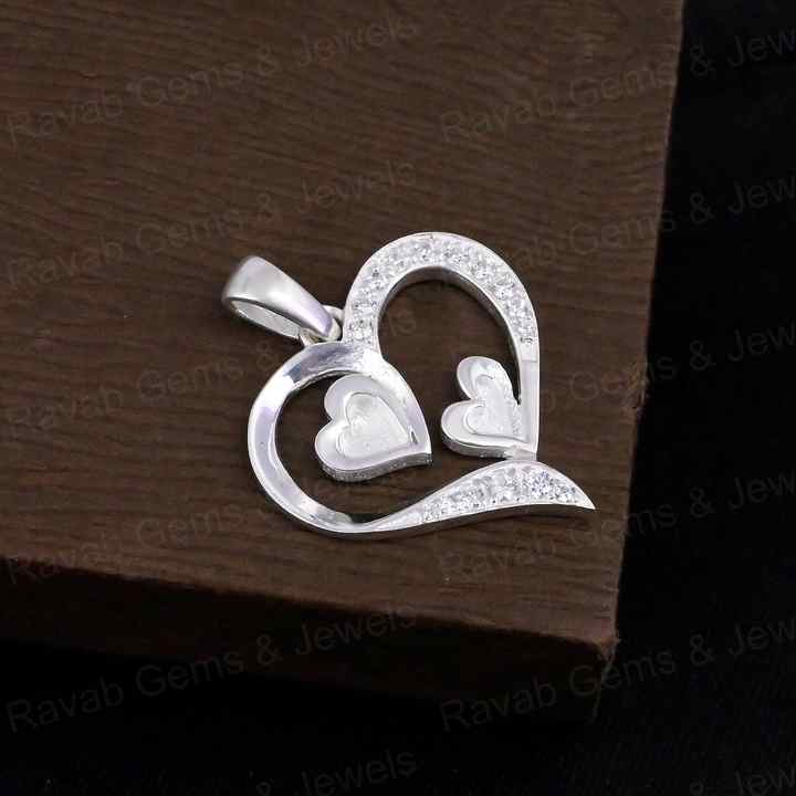 High Quality 925 Silver 24mm Double Heart With Zircon Semi Mount Blank Charm Pendant Setting Making Resin & Ashes DIY Jewelry