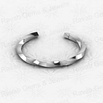 Top Selling 925 Sterling Silver 18k Gold Plated Attractive Twisted Band Concave Rhombus CZ Diamond Bangle for Men's Jewelry