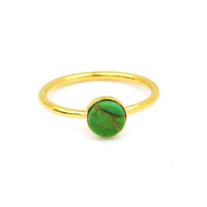 Best Selling 8mm Mohave Green Copper Turquoise 925 Silver Handmade Gold Vermeil Stacking Band Statement Women Ring Fine Jewelry