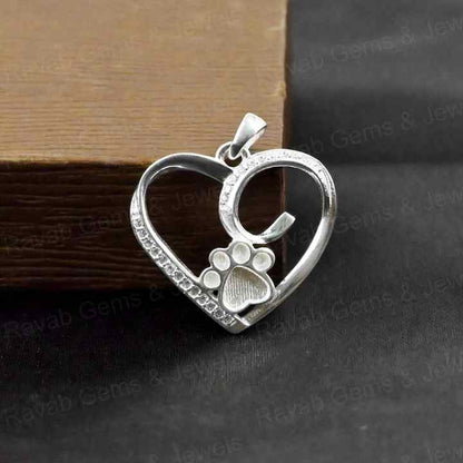 High Quality 925 Silver 17x18mm Dog Paw Foot Semi Mount Heart Blank Charm Pendant Resin & Ashes Work Breastmilk Keepsake Jewelry