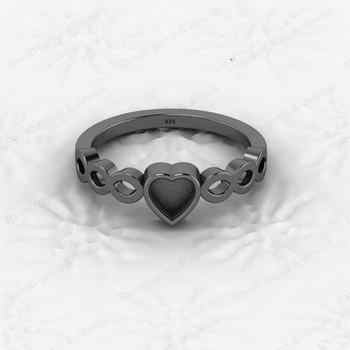 Genuine 925 Sterling Silver 5x5mm Heart Half Marquise Eternity Semi Mount Blank Setting Heart Propose Ring Keepsake Fine Jewelry
