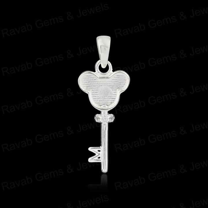 New Arrival 925 Silver 22x9mm Mickey Mouse Face Key Semi Mount Blank Charm Pendant CZ Setting for Jewelry Findings & Components