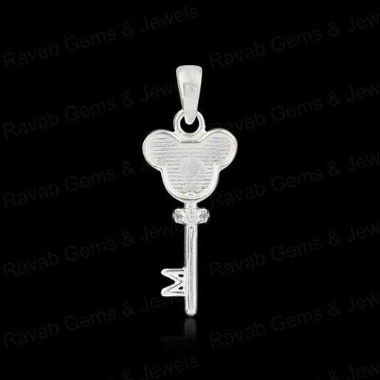 New Arrival 925 Silver 22x9mm Mickey Mouse Face Key Semi Mount Blank Charm Pendant CZ Setting for Jewelry Findings & Components