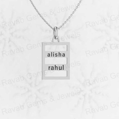 Best Quality 925 Solid Sterling Silver 18x32mm Personalized Custom Couple Name Pendant Fine Jewelry for Valentine's Memorial