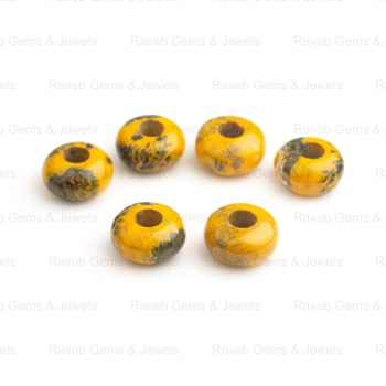 14X8mm Genuine Smooth Polish Bumble Bee Fancy Styled Faceted Rondelle 5mm Big Hole Loose Gemstone Beads for Jewelry Making