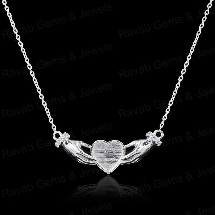 High Quality 925 Silver CZ Celtic Claddagh Wings of Love Heart Blank Charm Pendant Stone Setting & Ashes Resin Keepsake Jewelry