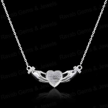 High Quality 925 Silver CZ Celtic Claddagh Wings of Love Heart Blank Charm Pendant Stone Setting & Ashes Resin Keepsake Jewelry
