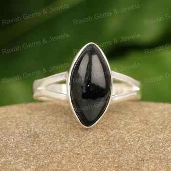 Best Selling 925 Sterling Silver Designer Ring for Women High Quality Genuine Black Onyx Marquise Shape Handmade for Party