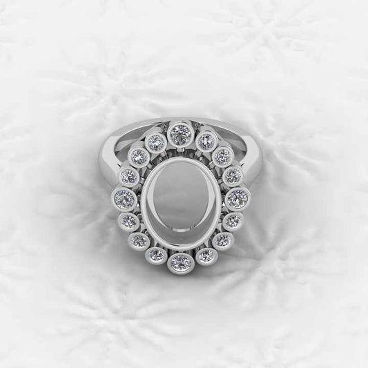 Superb Quality 925 Silver Oval 9x12mm Semi Mount Blank Setting Ring for Gemstone Good for Ashes & Resin Work Breastmilk Jewelry