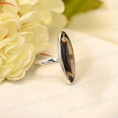 Hot Selling Solid 925 Sterling Silver Smoky Quartz Hydro 10x30mm Marquise Bezel Setting Ring for Women Fine Handmade Jewelry
