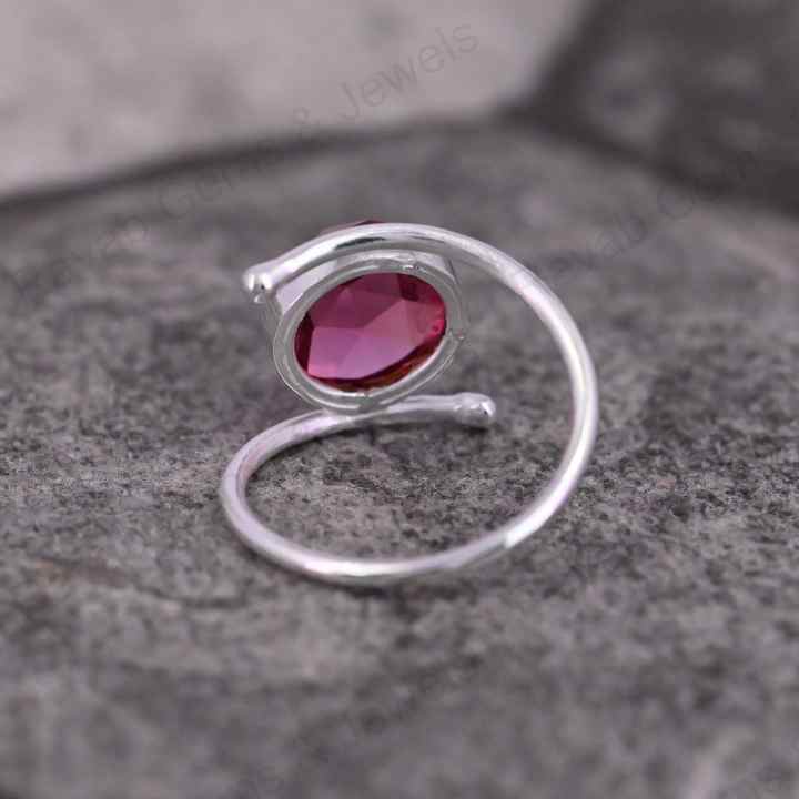 10mm Pink Tourmaline Quartz Rose Cut Bezel Setting Solid 925 Sterling Silver Women Handmade Ring For Women Fine Jewelry