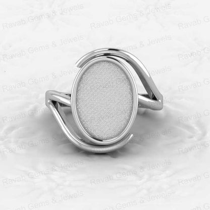 Genuine 925 Sterling Silver Bezel Cup Semi Mount Ring 10x14mm Oval Blank Stone Setting Resin Ashes Keepsake Breastmilk Jewelry