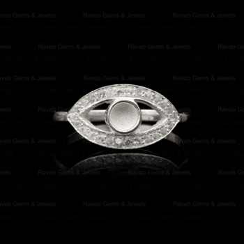 Superb 4mm Round Marquise Shape Zircon Semi Mount Blank Bezel Setting Ring Solid 925 Pure Silver Keepsake Breastmilk Jewelry