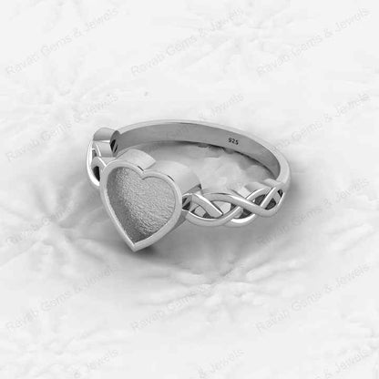 High Quality Genuine 925 Sterling Silver 8mm Heart Shape Semi Mount Blank Bezel Setting Ring Fashionable Good Keepsake Jewelry