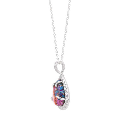 Beautiful 12x16mm Dahlia Mohave Mix Oyster Copper Turquoise With CZ 925 Silver Fine Jewelry Teardrop Pendant Necklace for Women