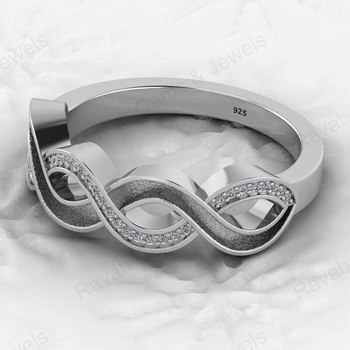 High Quality 925 Sterling Silver CZ Semi Mount Infinity Channel Setting Ring Resin Ashes Work Jewelry Findings Components