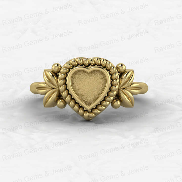 Solid 925 Silver 6mm Heart Leaf Braided Bezel Cup Base Semi Mounting Ring Setting for Resin & Ashes Stone Work Keepsake Jewelry