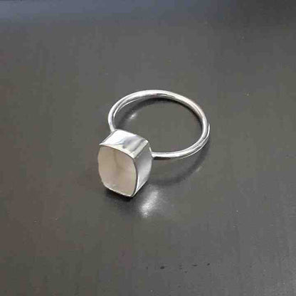 Genuine Solid 925 Sterling Silver Octagon 6x10MM Round Bezel Setting Semi-Mount Blank Setting Simple Band Fine Ring For Women