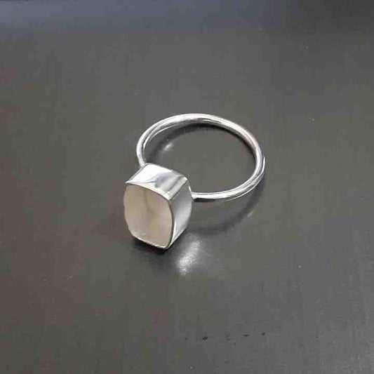 Genuine Solid 925 Sterling Silver Octagon 6x10MM Round Bezel Setting Semi-Mount Blank Setting Simple Band Fine Ring For Women