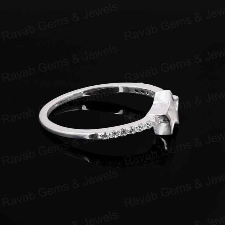Handmade Genuine 925 Sterling Silver 6mm Star Half Eternity CZ Empty Blank Setting Ring Breastmilk DIY Ashes & Resin Jewelry