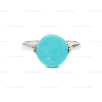 Top Selling 925 Sterling Silver Bezel Ring Handmade Solid 12mm Round Flat Blue Arizona Turquoise Gemstone Fine Jewelry for Women