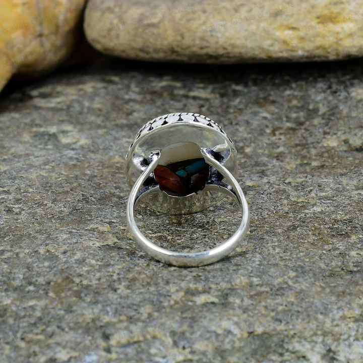 Top Selling Valentine Sale Natural Spiny Oyster Turquoise 10x14mm Solid 925 Sterling Silver Handmade Ring Fine Jewelry