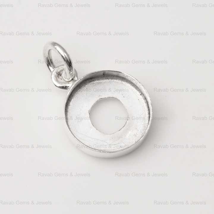 Top Quality 925 Sterling Silver 10mm Round Collet Bezel Cup Blank Mounting Charm Pendant Setting for Making DIY Jewelry Finding