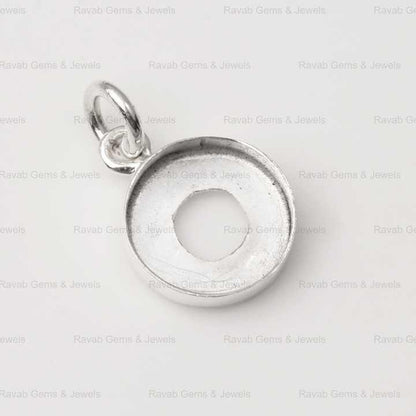Top Quality 925 Sterling Silver 10mm Round Collet Bezel Cup Blank Mounting Charm Pendant Setting for Making DIY Jewelry Finding