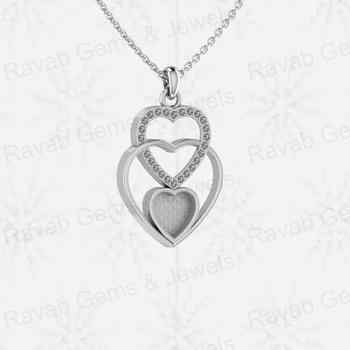 Superb 925 Silver 8mm Trio Heart With Zircon Semi Mounting Charm Pendant Setting for Ashes & Resin Breastmilk Keepsake Jewelry