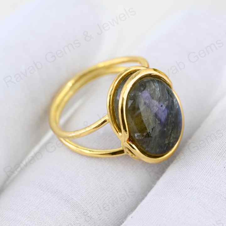 Valentine Sale Solid 925 Sterling Silver Natural Madagascar Blue Fire Labradorite Oval 10x14mm Gemstone Ring For Mens & Women