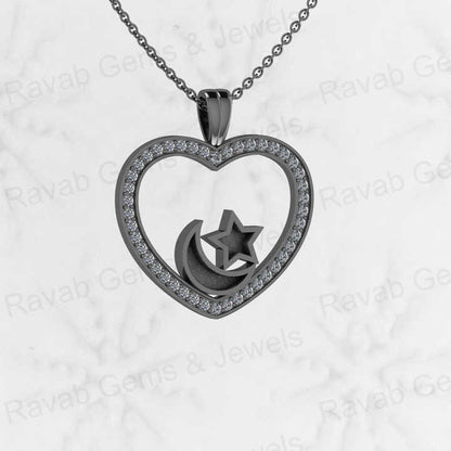 New Design 925 Sterling Silver Heart Charm With Star Moon Semi Mount CZ Pendant Base for Keepsake Breastmilk Jewelry Wholesaler