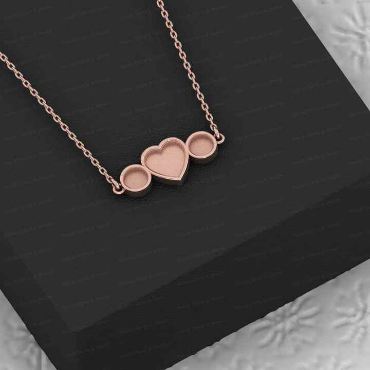 Valentine Gift 925 Silver Heart & Round Collet Cup Blank Semi Mount Charm Pendant Necklace Setting Resin & Ashes Fine Jewelry