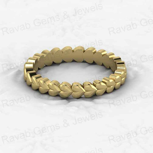 Best Selling Genuine 925 Sterling Silver Gold Vermeil Eternity Curved 3mm Love Heart Band Minimalist Women Ring for Fine Jewelry