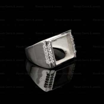 Top Selling 925 Solid Silver Mens Ring 10x12mm Crown Rectangle Zircon Semi Mount Blank Bezel Setting Custom Jewelry