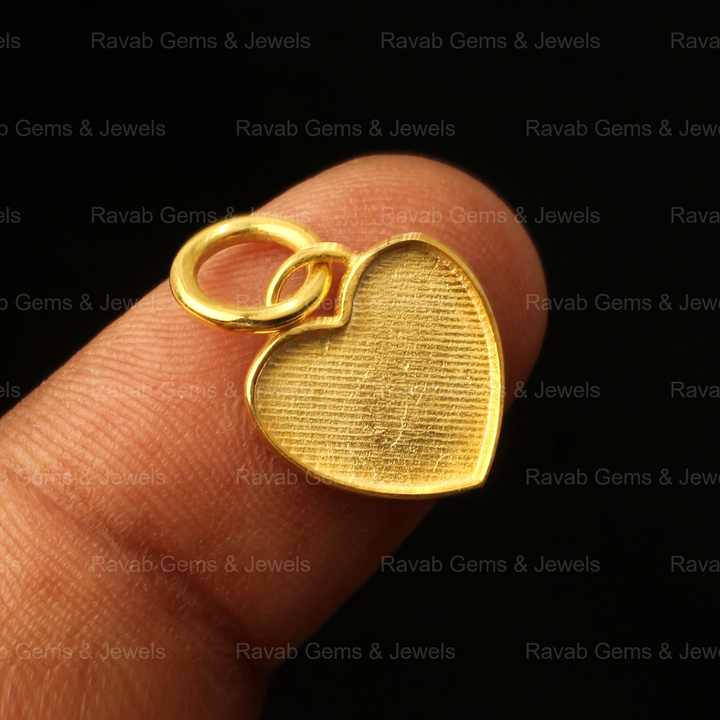 2024 Best Quality 18k Gold Plated Sterling Silver 12mm Heart Charm Semi Mount Blank Stone Bezel Setting Pendant Jewelry Findings