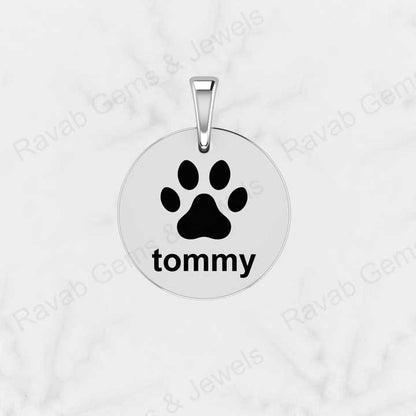 Best Selling 925 Sterling Silver 20mm Coin Custom Dog Paw Logo Engraved Personalized Diamond Charm Pendants Women Fine Jewelry