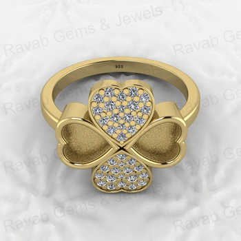 Best Quality 925 Solid Sterling Silver Semi Mount Ring 5mm Heart Clover Design for Resin Ashes Work Personal Jewelry Projects