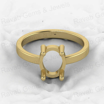 Genuine 925 Solid Sterling Silver 8x10mm Semi Mount Blank Setting Band Ring for Breastmilk & Keepsake Resin Ceramic Jewelry