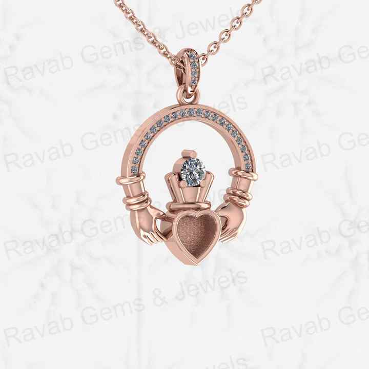 High Quality 925 Silver Iris Celtic Claddagh 5mm Heart Blank Bezel Setting Charm Pendant With CZ Settled Keepsake DIY Jewelry