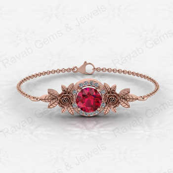 Top Selling Amazing Design 925 Sterling Silver 8mm Garnet Quartz Round Prong Floral Minimalist Bracelet for Women Fine Jewelry